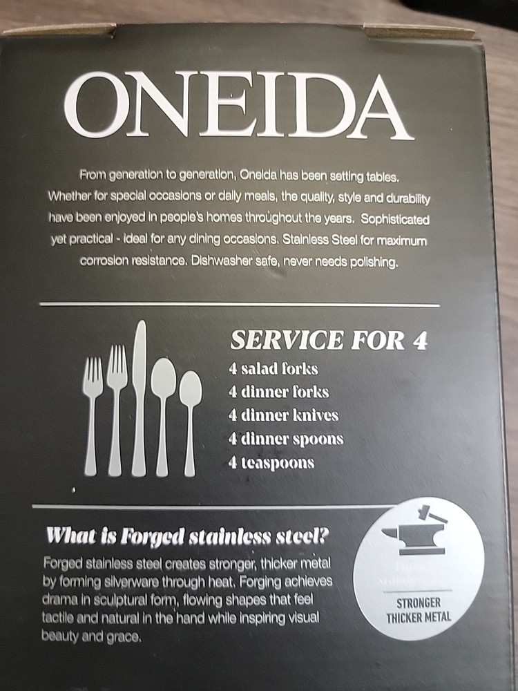 Oneida Solefield Stainless Steel Flatware Set, 20-Piece, Silverware for 4