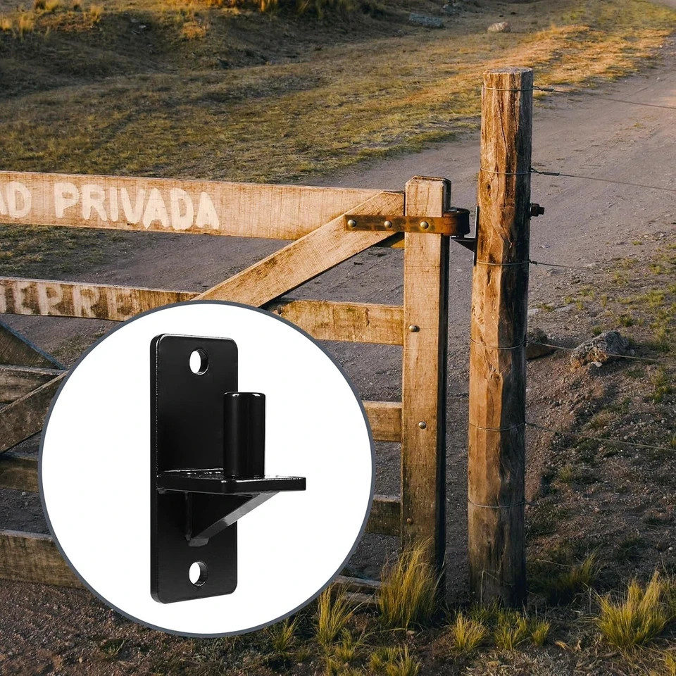 Wall Mount Gate Hinges, Black Farm Gate Hinge, 2 Pack Chain Link Fence Gate Hing