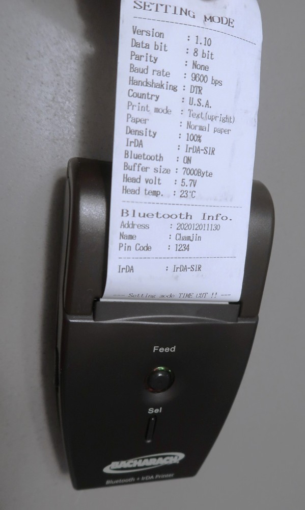 Bacharach 0024-1680 Wireless Bluetooth IrDA Printer for PCA COMBUSTION Analyzer