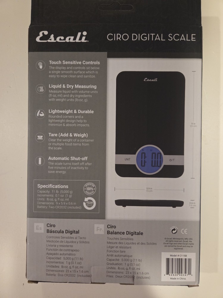 Escali Ciro Digital Scale | Black - NEW