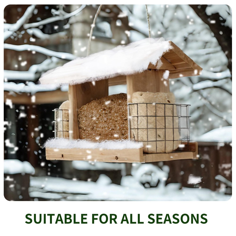 Solution4Patio US Cedar Hopper Bird Feeder for Outdoors Hanging, Multicolor