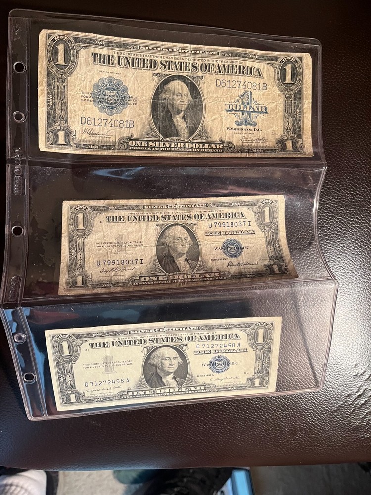 1923 1935 & 1957 One Dollar Silver Certificates
