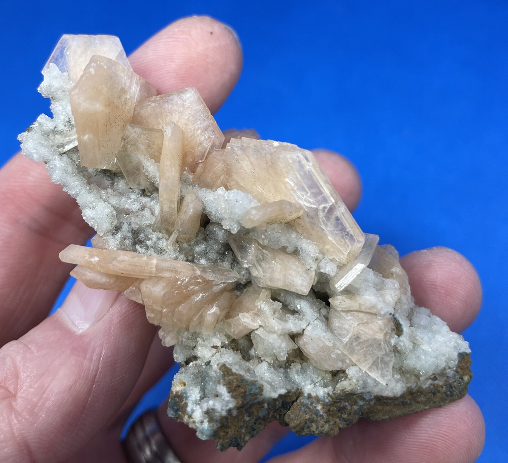 Peach Stilbite Crystal Cluster On Quartz Chalcedony 3.2 in