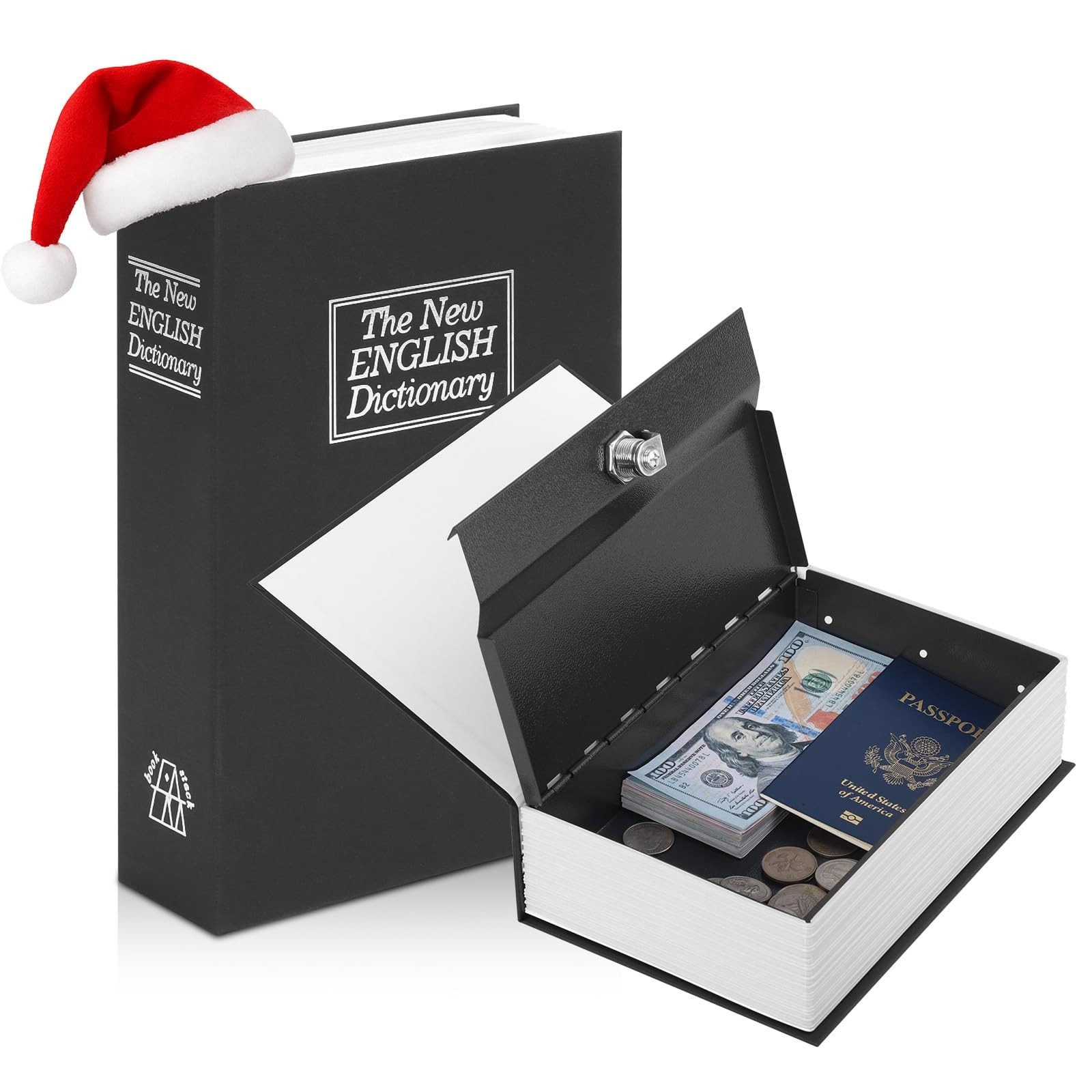 Diversion Book Safe with Key Lock, Secret Metal Lock Box Money Hiding Box Gift