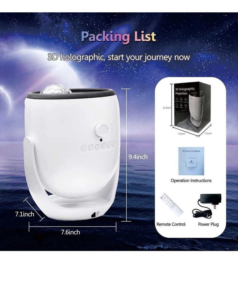 3D Galaxy Light Projector Northern Lights Projector w Bluetooth Speaker 90 Scene