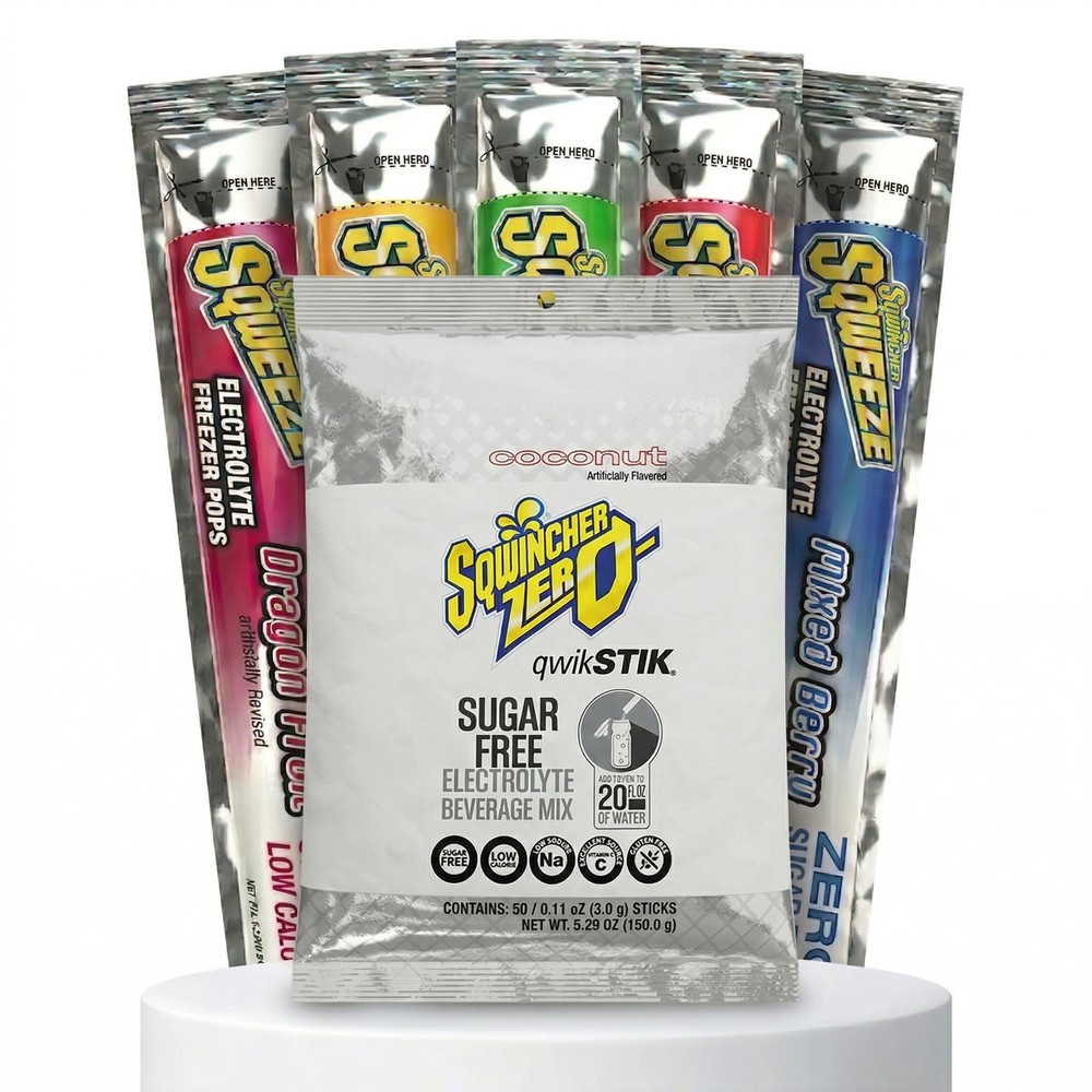 Sqwincher Bundle: (50) Coconut Zero Qwik Stiks (20oz Yield) & (50) Sqweeze...