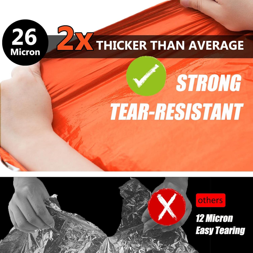 Emergency Blanket 2-Pack/4-Pack, Extra-Thick Extra-Large Space Blankets with Whi