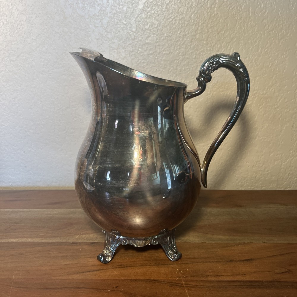 F.B. Rogers Silver Co Silver Plate Footed Pitcher 8.5” Tall