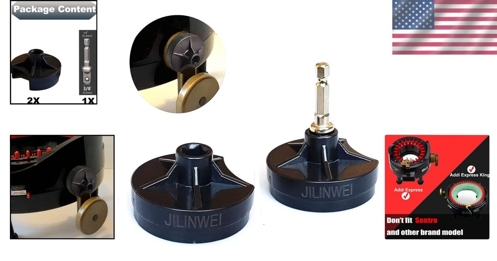 Addi Knitting Machine Adapter 2-Pack with Hex Screwdriver Bit & Quick Knit Power