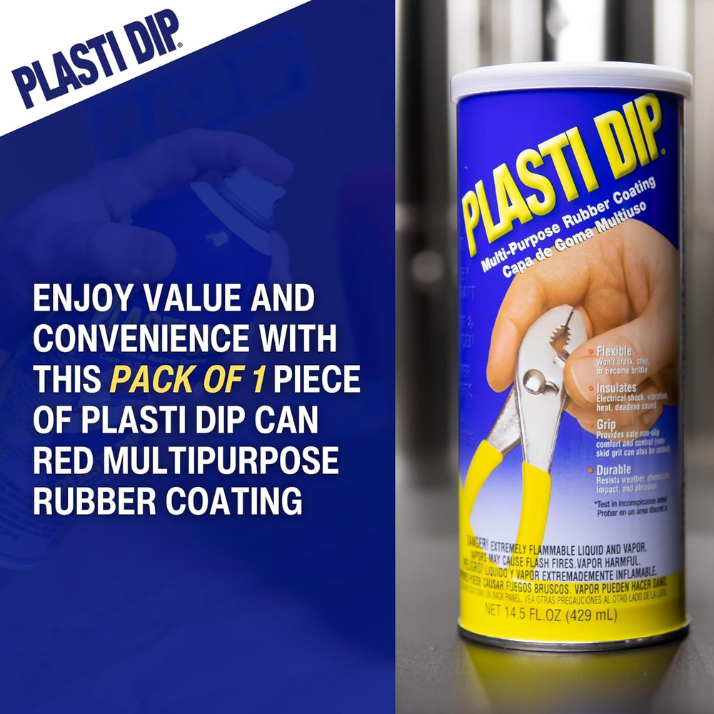 Red Liquid Rubber Dip Can - 14.5 Oz Peelable Coating for Tools & DIY Projects