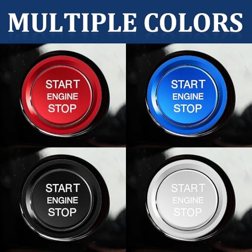 Car Push Start Button Cover, Start Stop Button Cover, Aluminum Auto Key Silver
