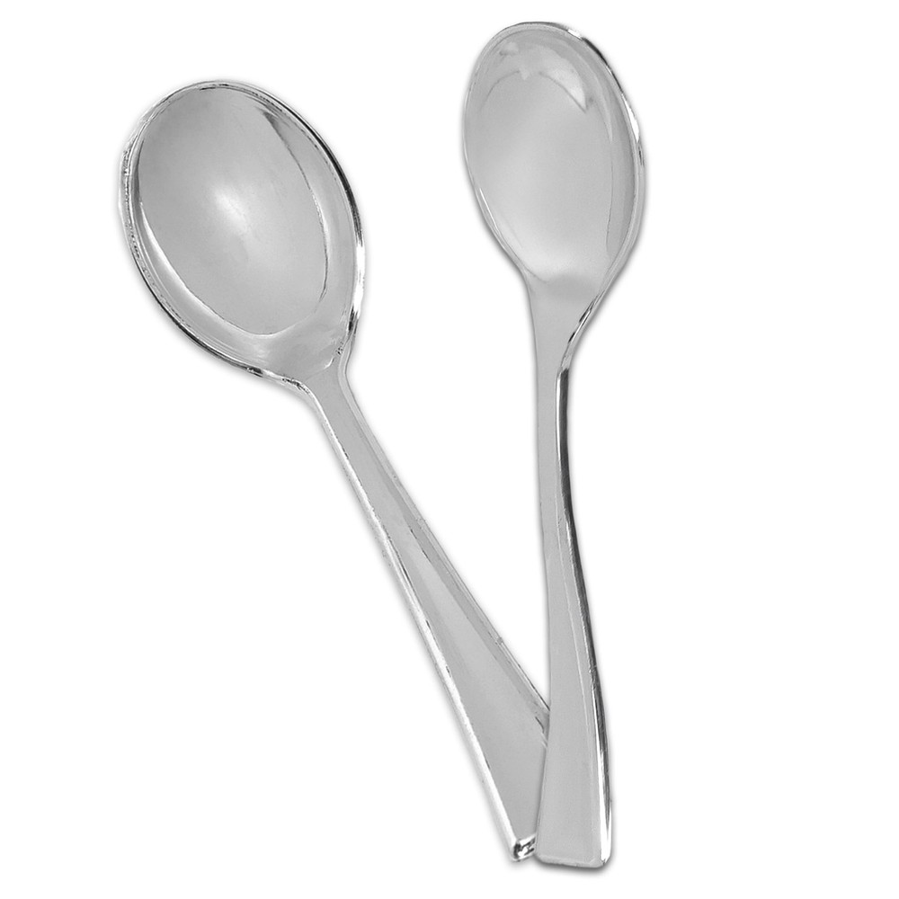 Appetizer Spoons Value Pack - 200 Silver Mini Spoons for Appetizers (Disposab...