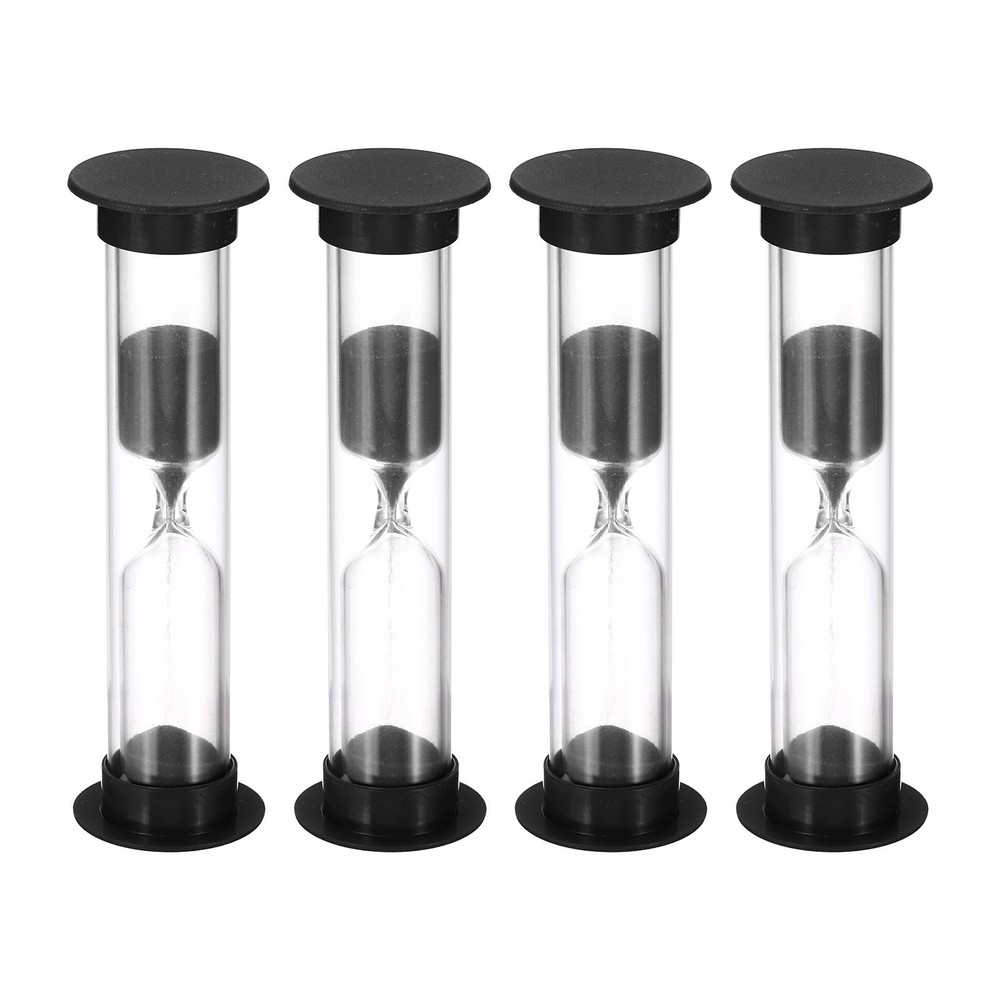 3 Minute Sand Timer, 4Pcs Small Sandy Clock, Count Down Sand Glass Black