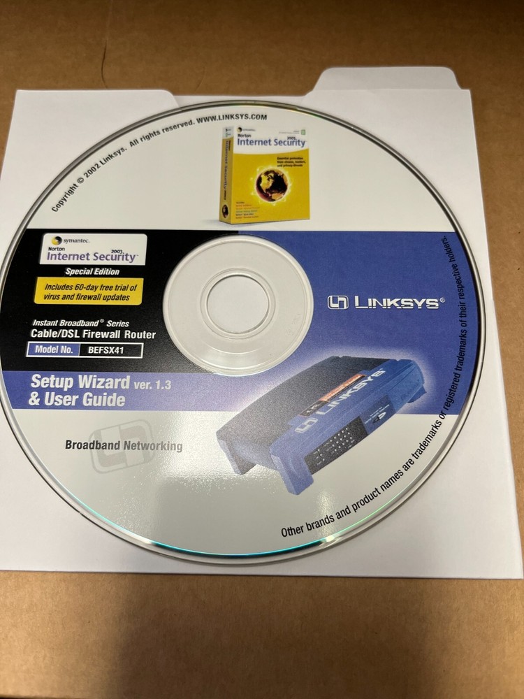Linksys Cable/DSL Firewall Router BEFSX41 Setup Wizard & User Guide Ver. 1.3