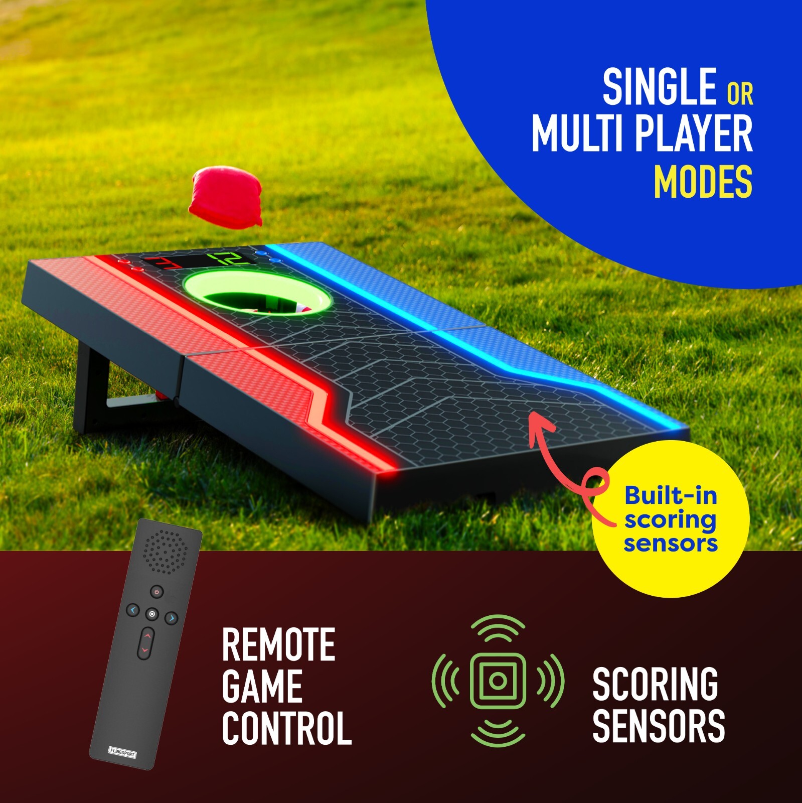 Electronic Cornhole Board Set, Remote, Cancellation Scoring System - OPEN BOX