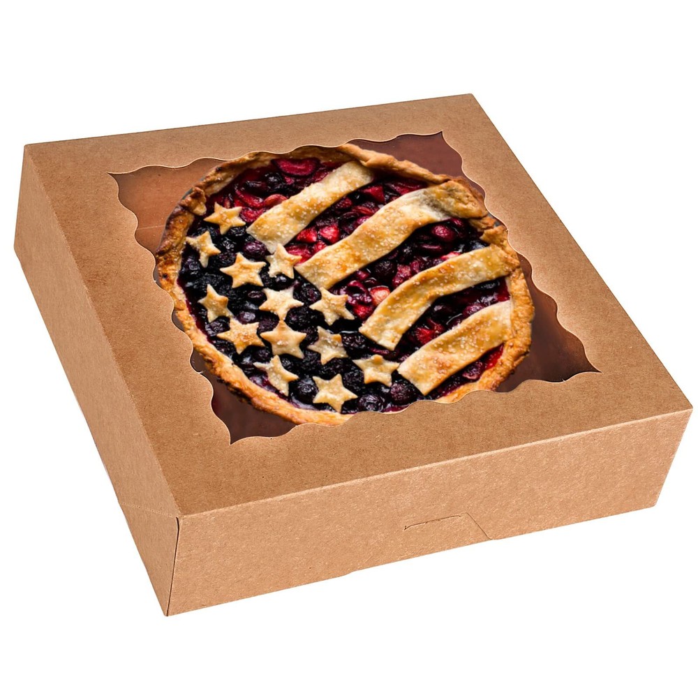 30-Pack Pie Boxes 10" x 10" x 2.5" Bakery Boxes with Window Auto-Popup Cookie...