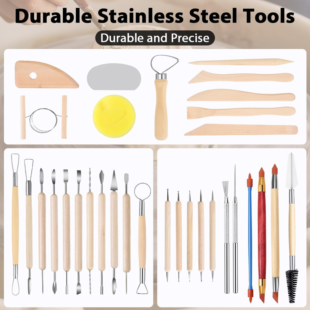 Clay Sculpting Tools Kit 32pcs Pottery Carving Modeling Set Beginner