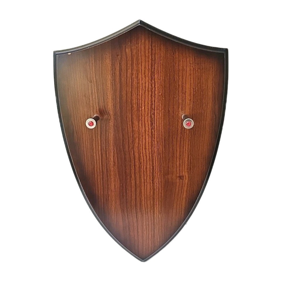 Wood Shield Sword Wall Display Plaque 9.5" X 15"