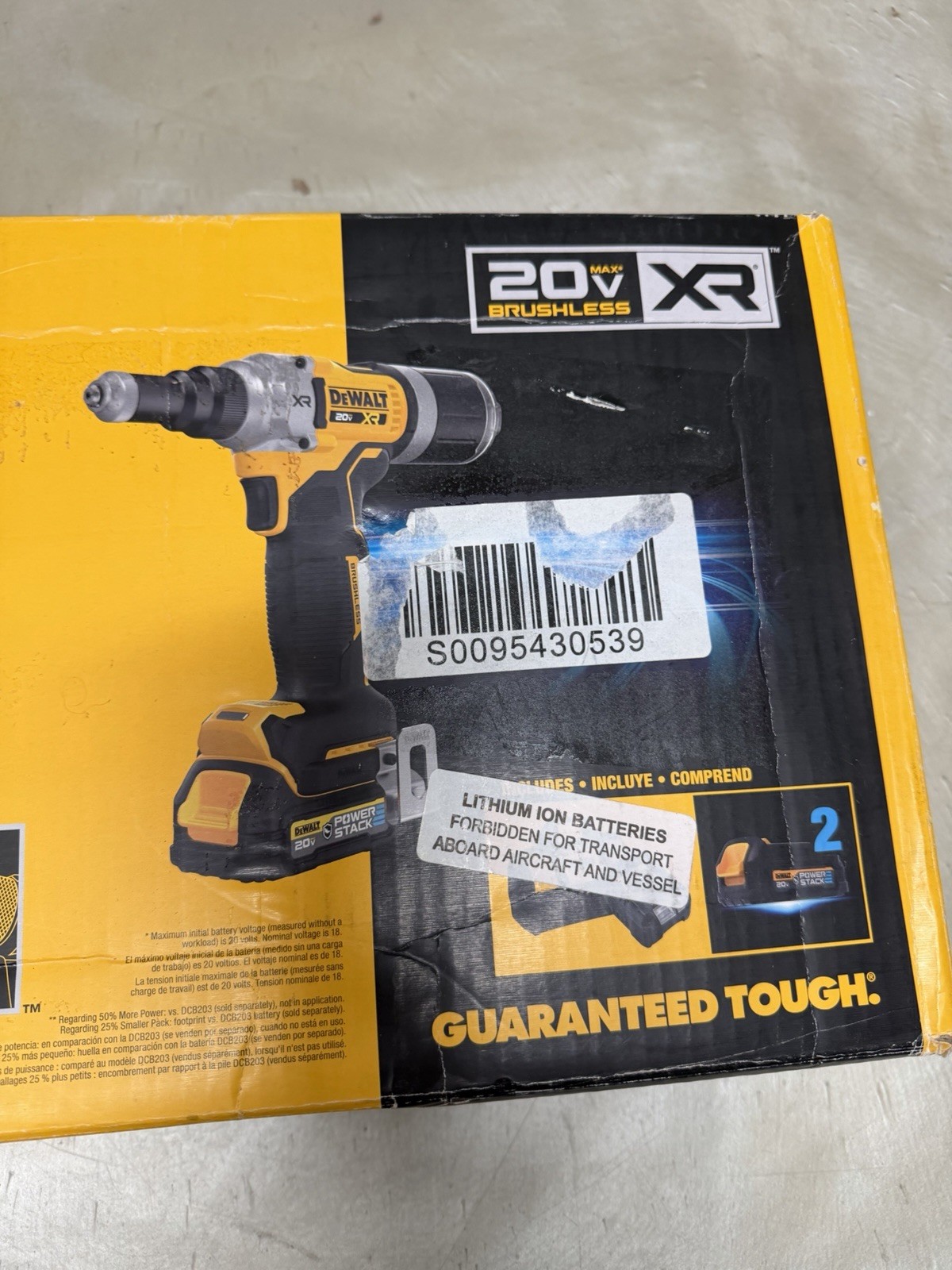 DEWALT DCF414GE2 20V MAX XR BL 1/4" Rivet Tool w/ 2 POWERSTACK Batts, 1.7 Ah Kit