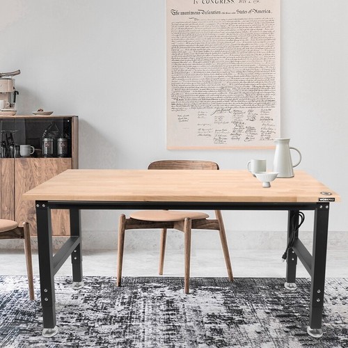 Workpro 60" Workbench Adjustable Height Work Table 2000LBS Load Rubber Wood Top