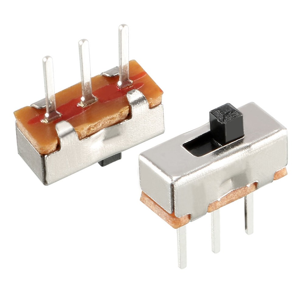 50Pcs 2mm Vertical Slide Switch SPDT 1P2T 3 Terminals PCB Panel Latching