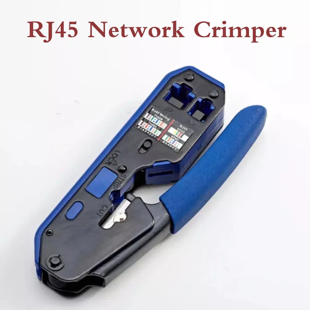 RJ45 Crimper Tools Pass Through Crimping Tool Kit Network Cable Connector Kit