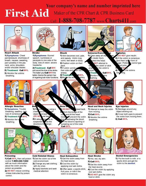 100 First Aid Reference Charts with Personalized Imprinting