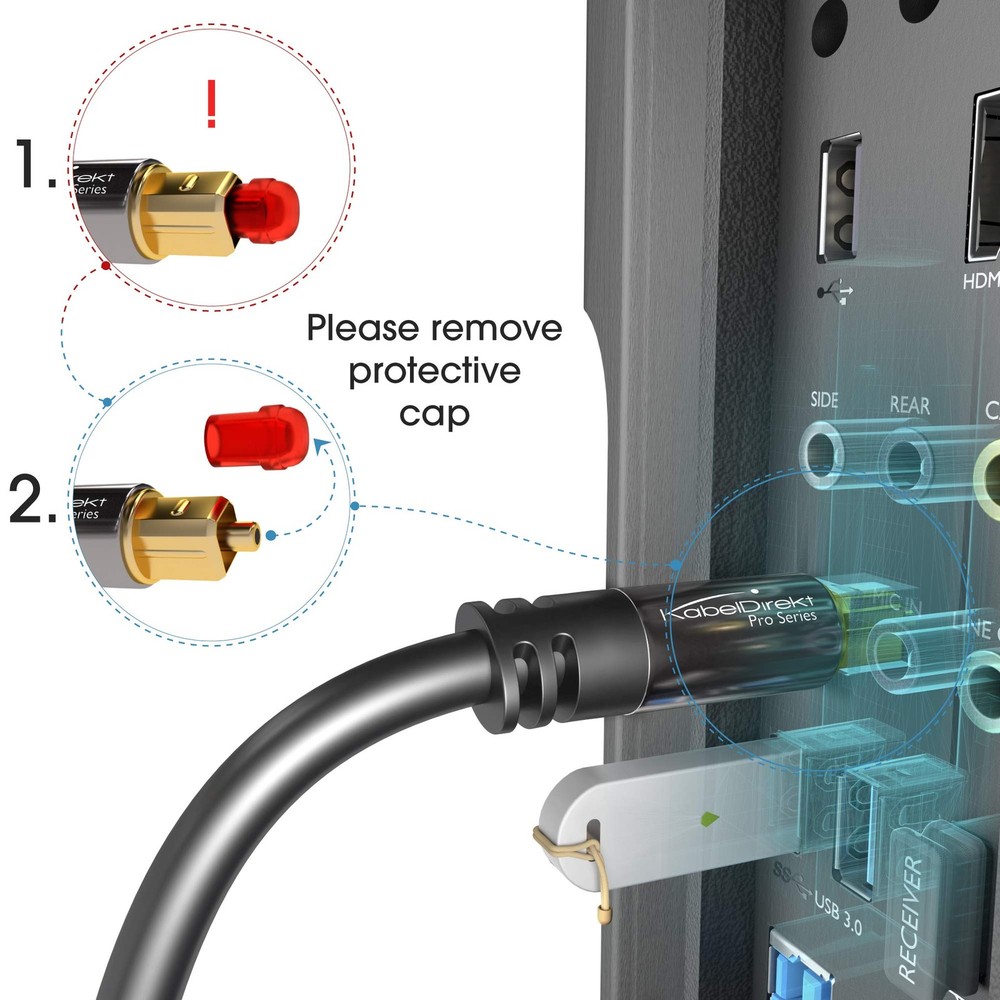 Optical Audio Cable â€“ 3ft â€“ Designed in Germany â€“ Digital Optical Audio...