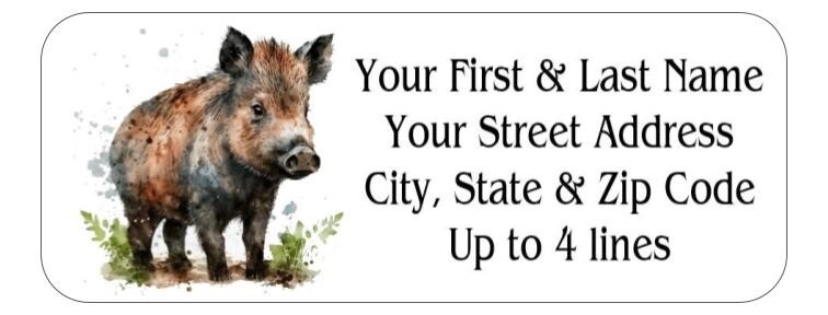 150 Wild Boar Hog Pig Mailing Return Address Labels Personalized
