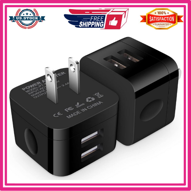 USB Wall Charger,Usb Plug,2Pack Flat USB Charger Block Charging Low Profile USB