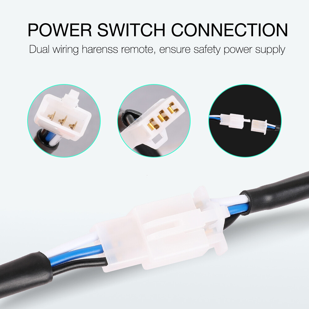 Wireless Remote Control Switch Strobe w/2-Lead Wiring Harness Kit LED Light Bar