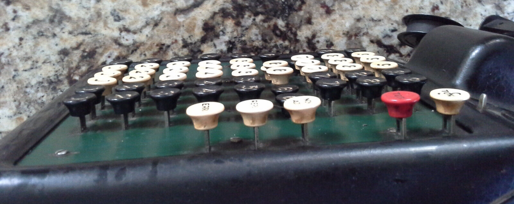 Burroughs Portable Green Top Adding Machine VINTAGE