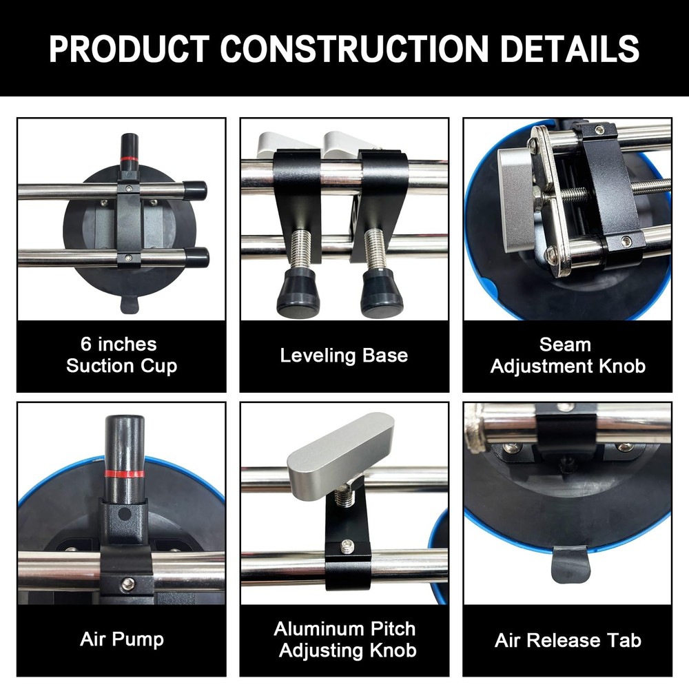 Manual Vacuum Countertop Leveling System - 3s Quick-Suction Technology & 4 Ad...