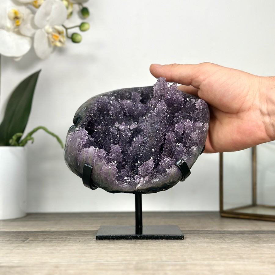 Deep Purple Amethyst Geode on Elegant Stand. MWS2765