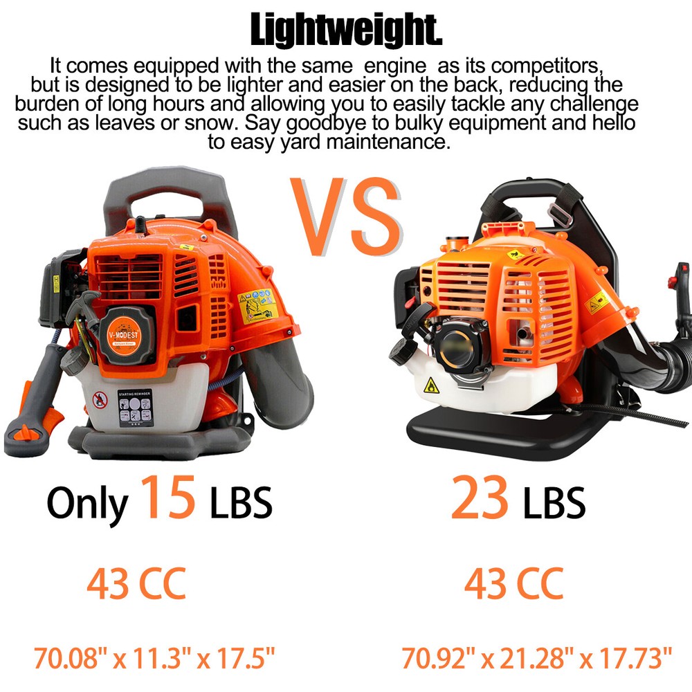 2 Stroke/4 Stroke Backpack Leaf Blower Gas Powered Snow Blower 75.6CC 706CFM