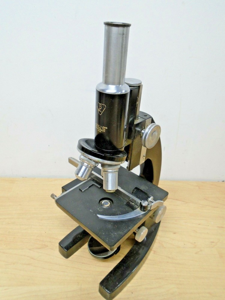 Bausch & Lomb 4 Lens MICROSCOPE w/Mirror+Control Knobs ZD1911 VG+Deal!