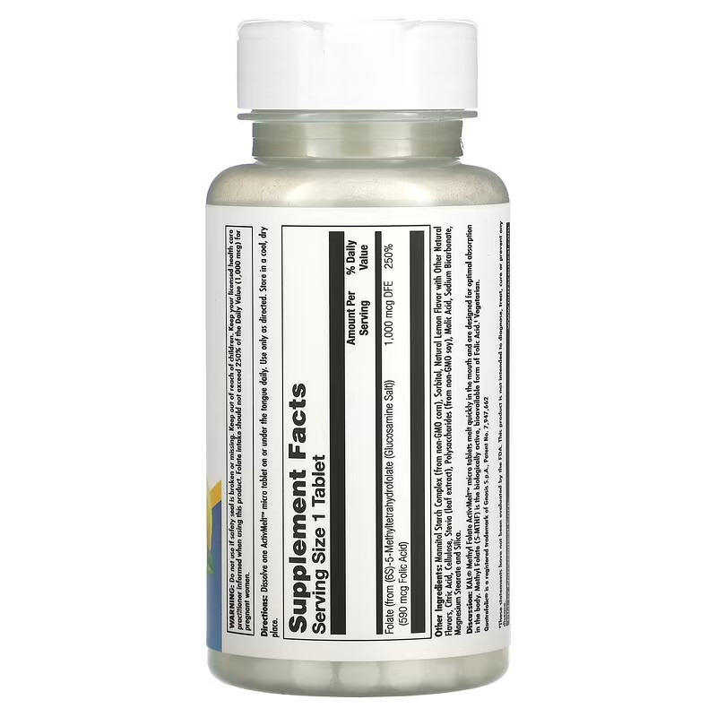 KAL Methyl Folate 1000 mcg DFE 60 Micro Tablets