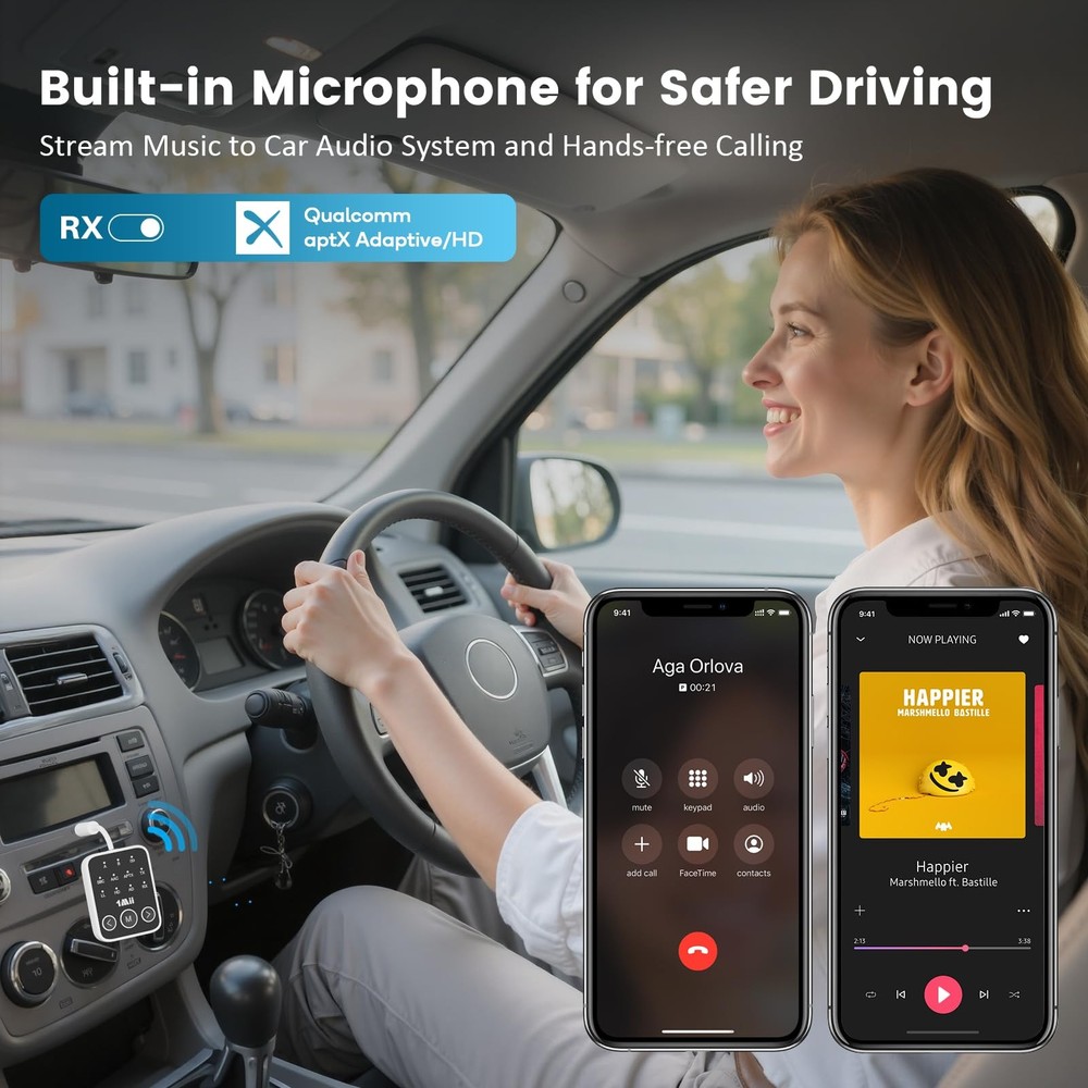 Bluetooth 5.3 Transmitter Receiver 2-in-1, aptX Adaptive & Low Latency Wirele...