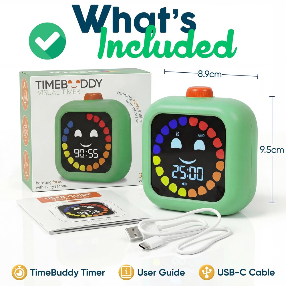 Digital Visual Timer for - Rechargeable, Silent Count Up/Down for Calmer Rout...