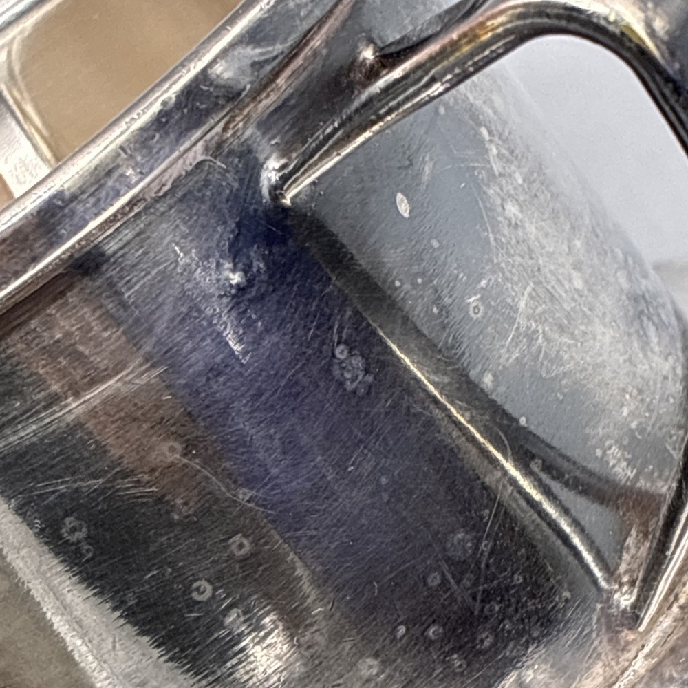 Silver Plate Tea Strainer Press Cup Handle Lid 3pc Marked