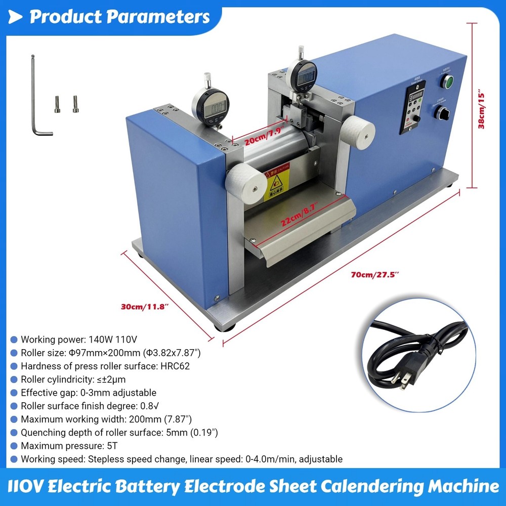 110V Vertical Lab Roller Press Machine for Battery Electrode Sheet Calendering