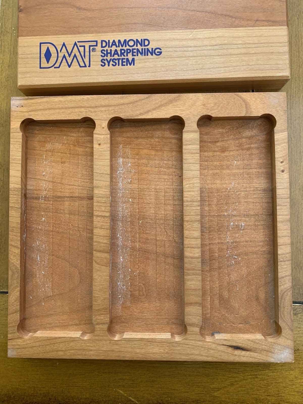 DMT Diamond Sharpening System 3 Pc 6" Stones Set Whetstone Wood Storage Box USA