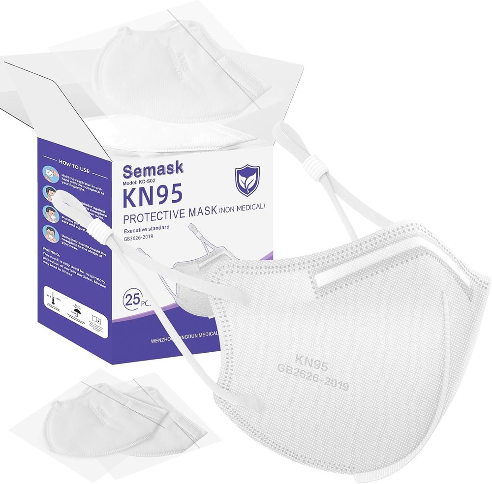 KN95 Adjustable Masks 25 Pack, Individually Wrapped Disposable White