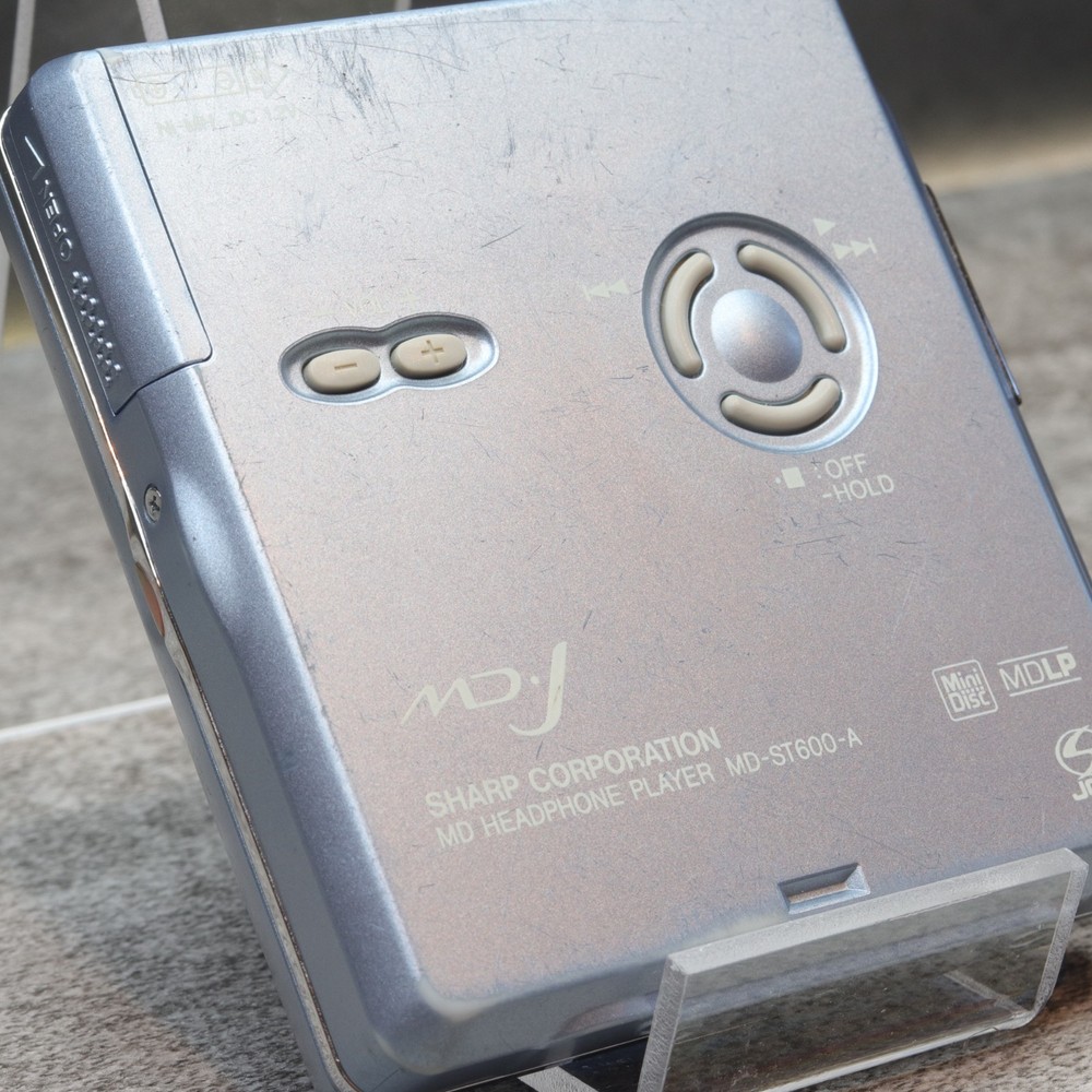 SHARP MD-ST600 Blue Portable MD Player MDLP Tested Working w/ Remote & Stand