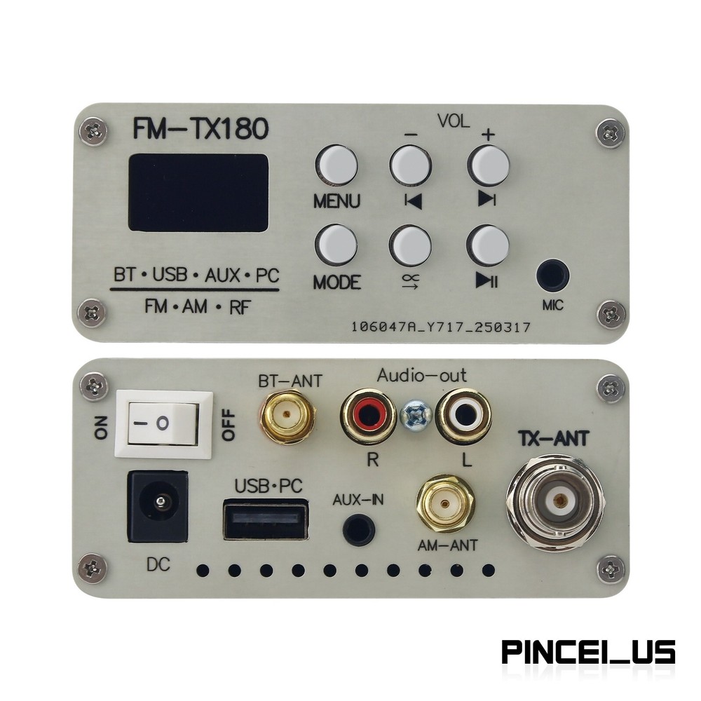 FM-TX180 75MHz-108MHz Bluetooth Stereo FM Radio Transmitter 0.96'' OLED Screen