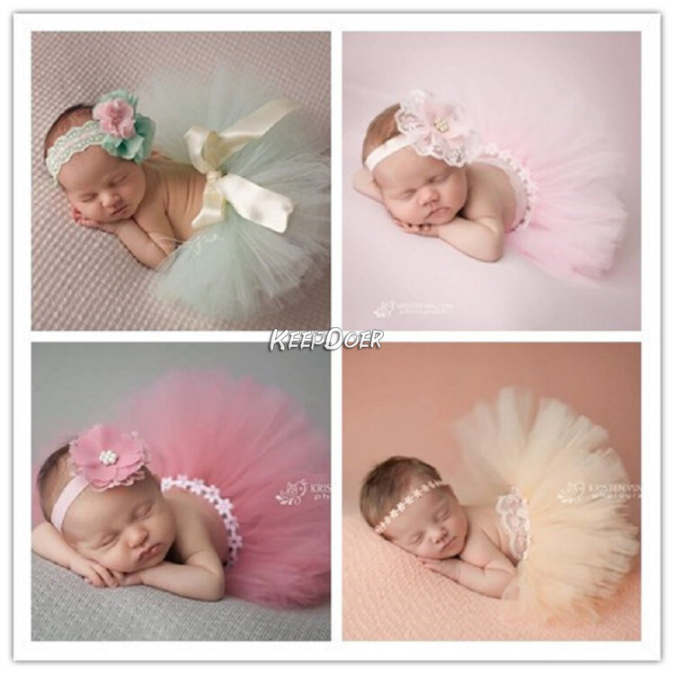 Newborn Baby Girl Tutu Skirt Dress Headband Photography Props Studio Photo Shoot