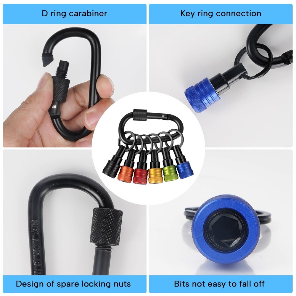 1/4 inch Hex Shank Bit Holders Keychain Quick-change Design for Nut Driver Sc...