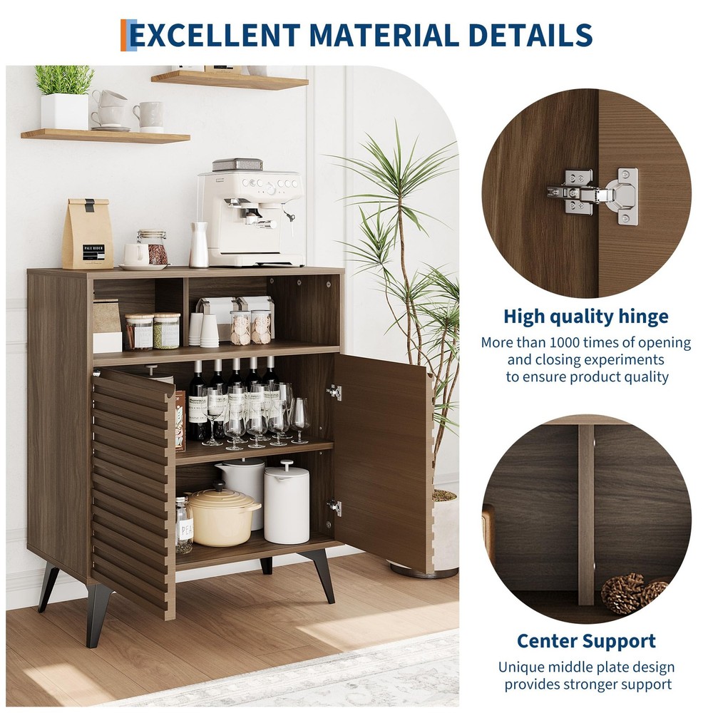 Fluted Storage Cabinet ,Sideboard Buffet Cabinet with Storage Adjustable Shelves