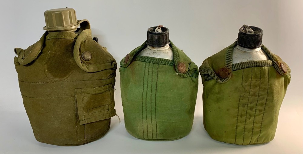 Lot Of 3 Vintage US Army Military Water Canteens