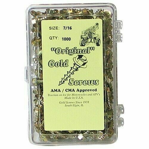 1000 Original Gold Screws Ice Racing Studs 7/16 ATV Motorcycle Tires Deep V Type